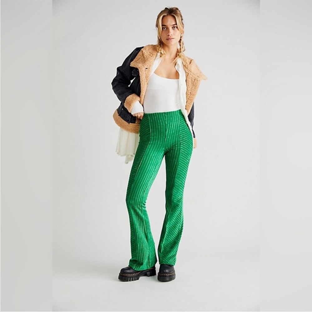 Free People Slim Velvet Pull-On Flare Pants